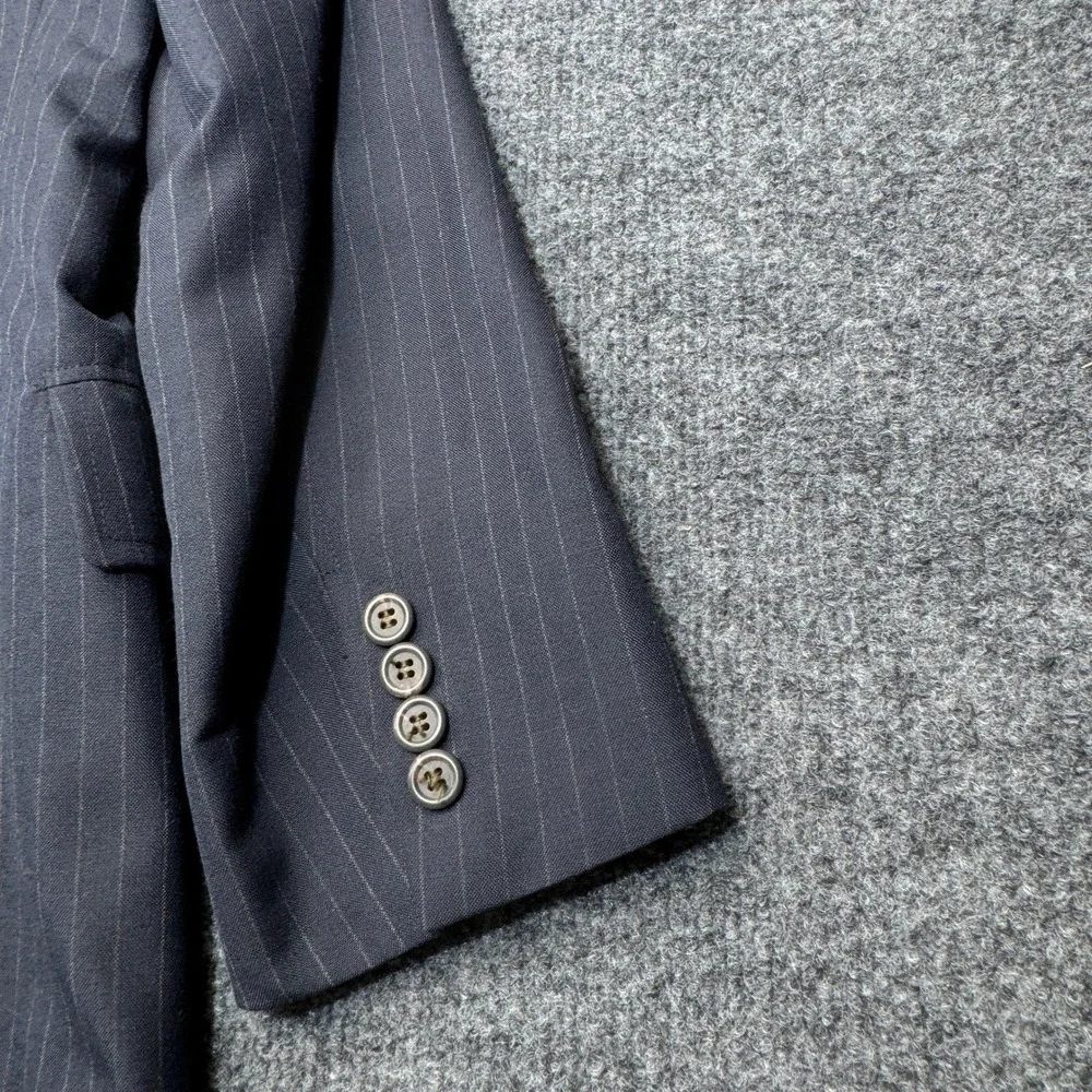 Polo University Ralph Lauren Blazer Mens 40R Navy Blue Pinstripe Wool Sport Coat